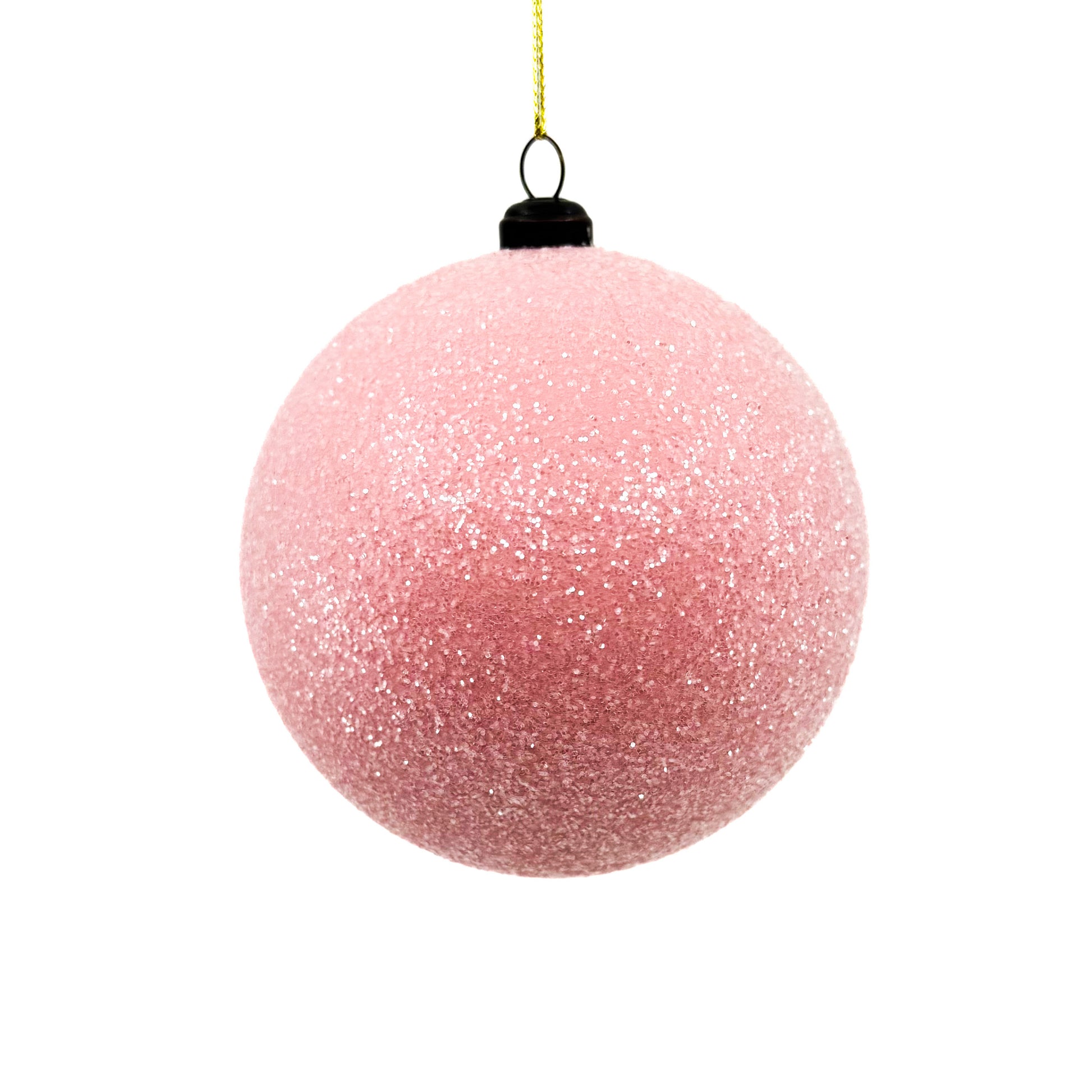 4" Glittered Plastic Pink Ornament Ball