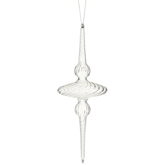 15" Glass Finial Ornament Clear