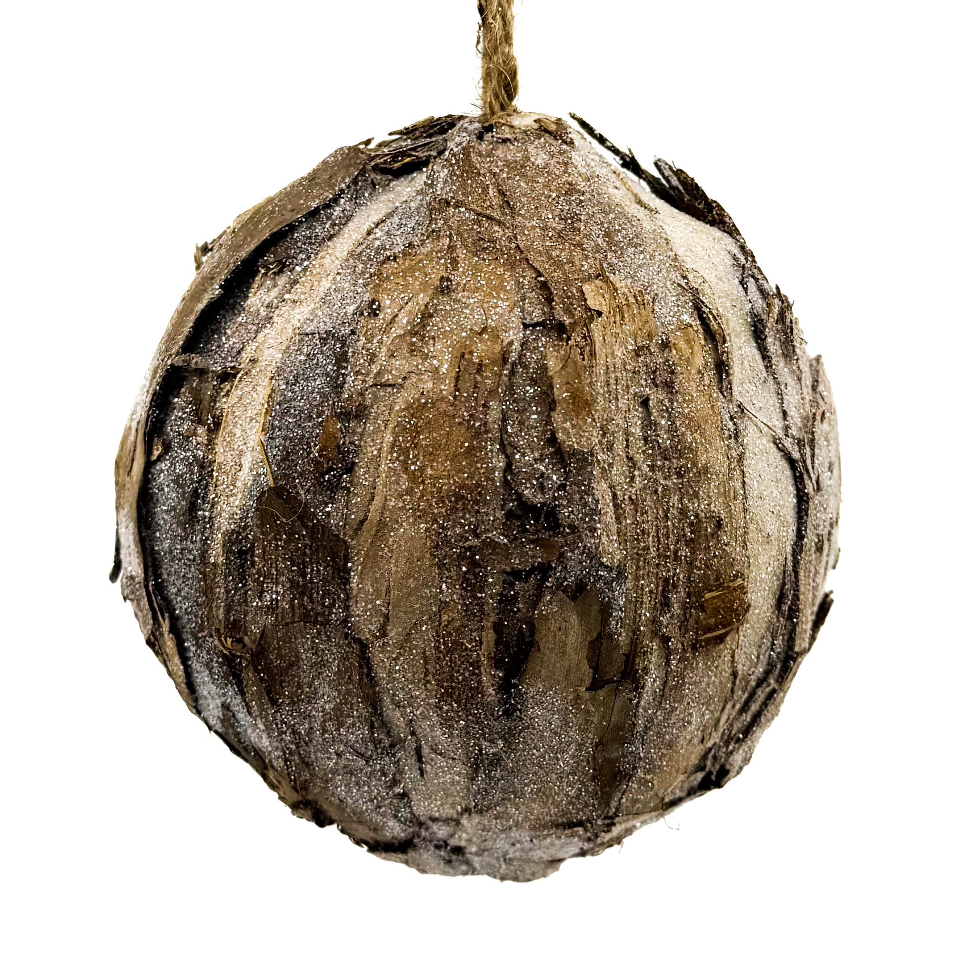 6" Frosted Natural Ball Ornament
