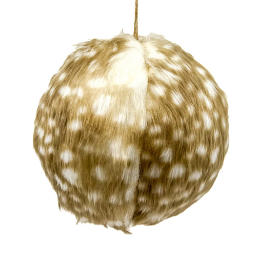 6" Fur Ball Ornament Cream/ Brown
