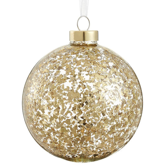 4" Glit Glass Ball Orn Gold