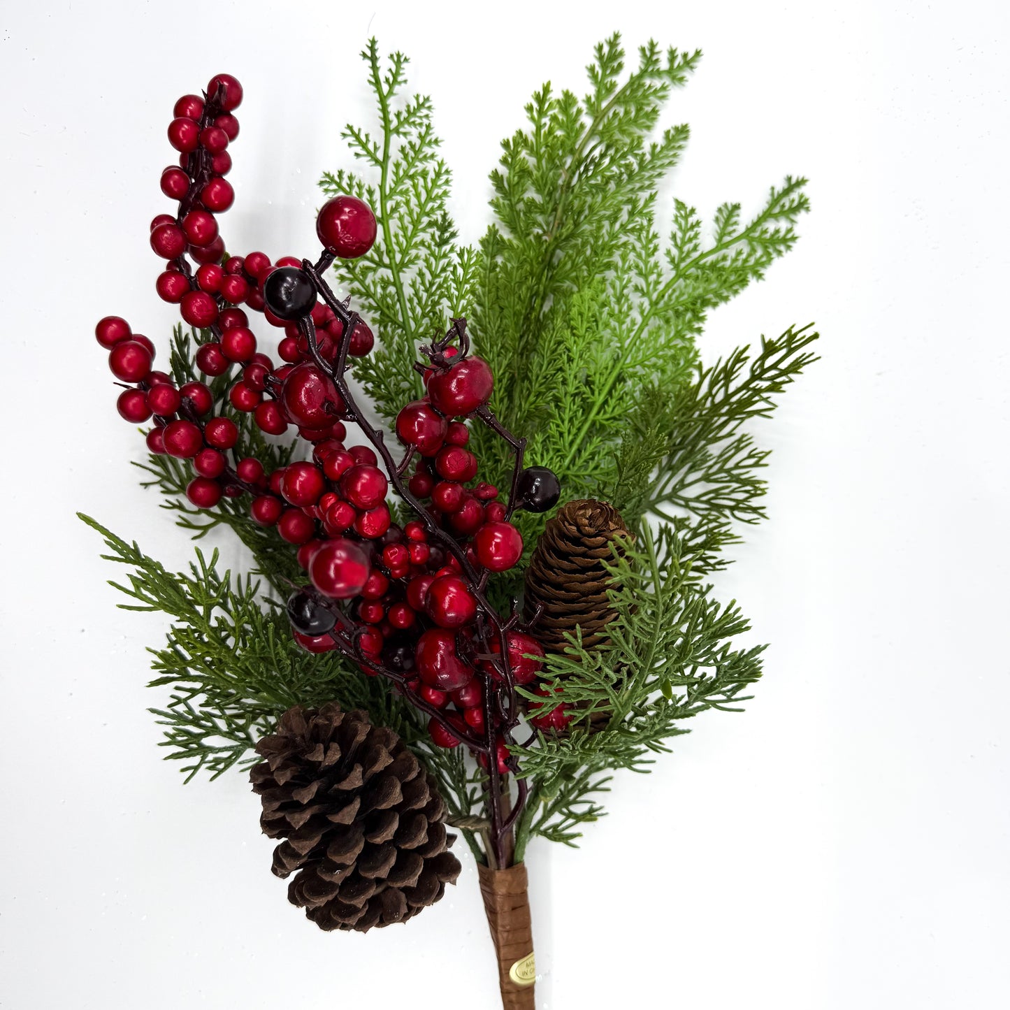 21" Red Berry and Pinecone Cedar Pick