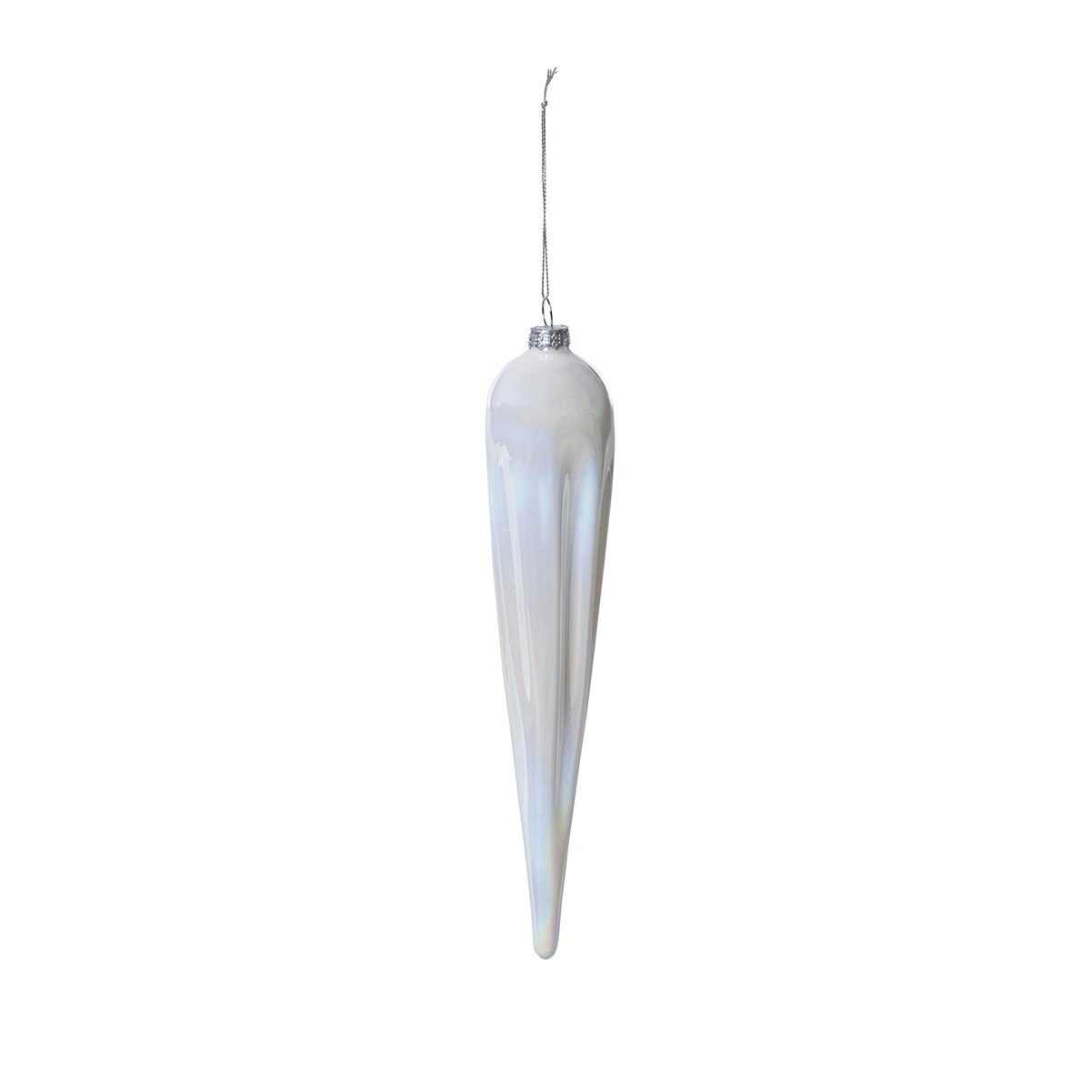 10" Frosty Pearl Glass Icicle Ornament