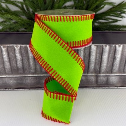 2.5" X 10yds Green and Red Felt Ribbon