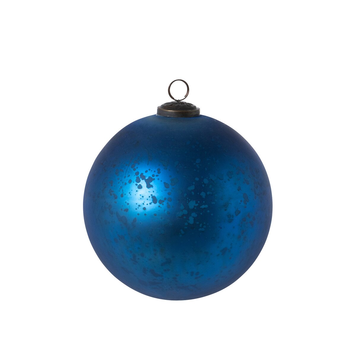 Antique Matte Blue Glass Ball Ornament, Extra Large