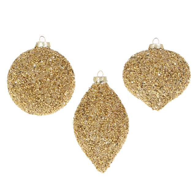 4" Champagne Beaded Ornament (Sold individually)