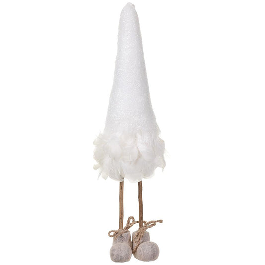 20" Feather Iced Cone Topiary White