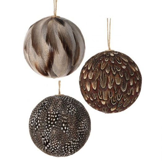 4" Feather Ball Ornament (ASST/ 3)