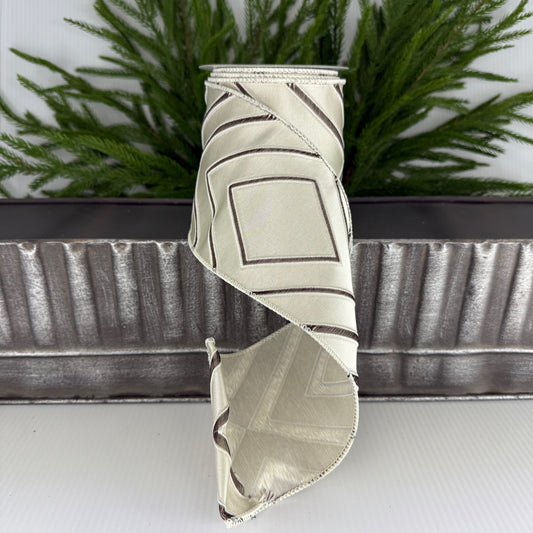 4" X 5Yd Ribbon, Cream Taupe